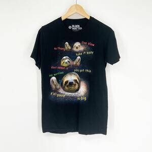 Black Matter Sloth Motivational Graphic T-Shirt Size Small